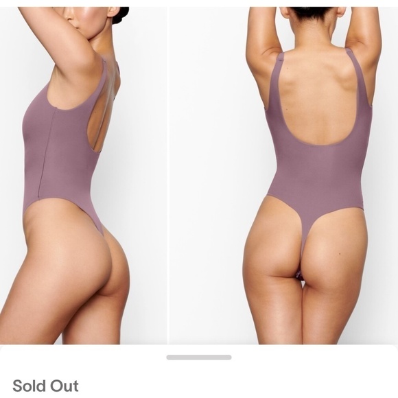 Skims 4X SQUARE NECK Fits Everybody BODYSUIT Plum  NWT - Picture 5 of 5